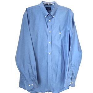 NORDSTROM Mens Medium  Blue Button Down Long Sleeve Shirt Sz XL Regular Fit